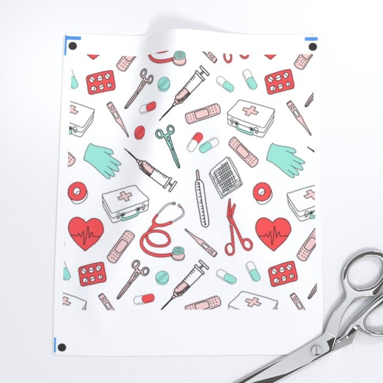White First Aid Medicine Doctor Nurse Professionals Nurses Health Healthcare Worker Scrubs Custom Printed Fabric by Spoonflower Various Fabrics by the Yard or Fat Quarter